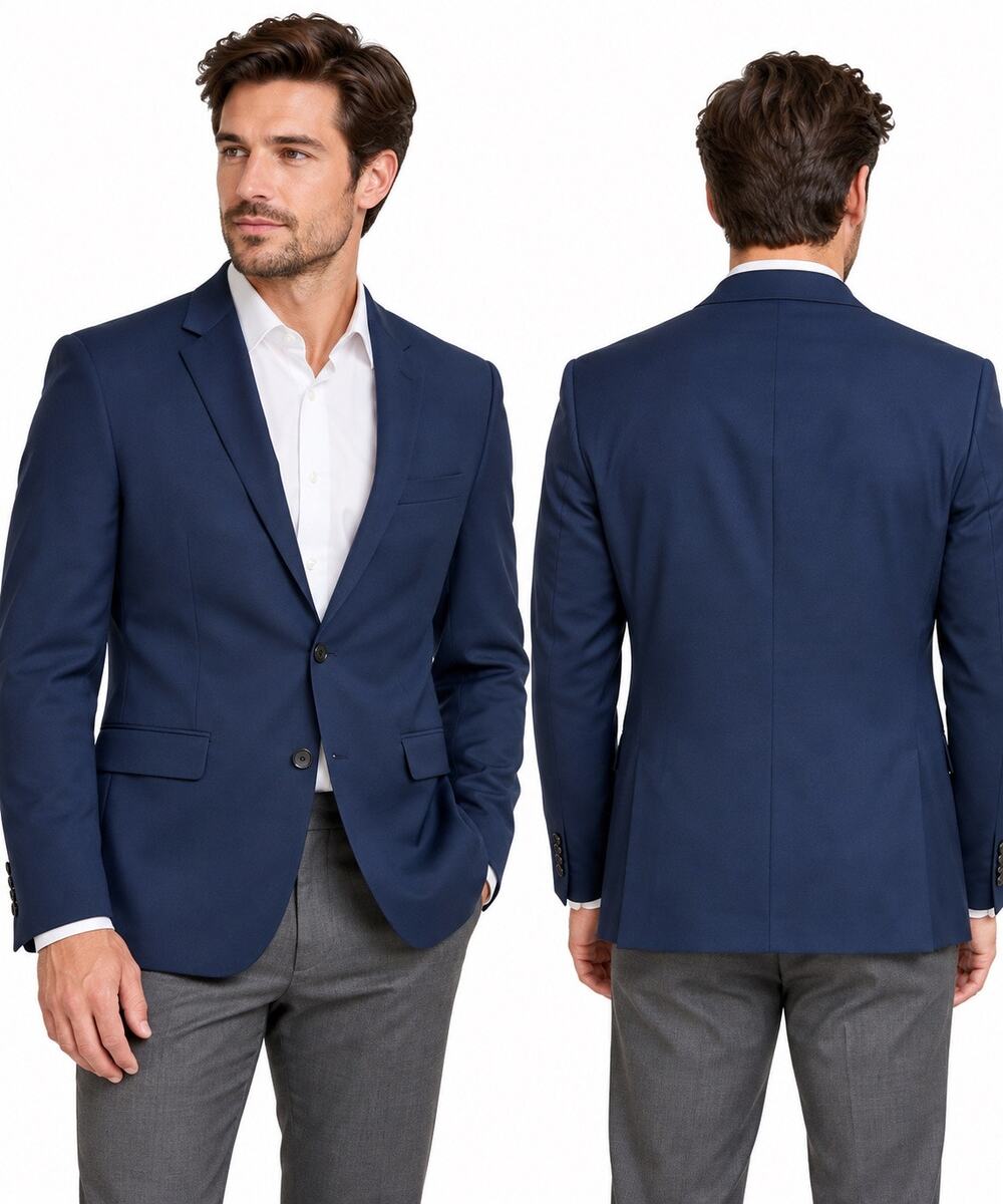 Van Heusen Flex Men’s Large 44R Navy Blue Slim Fit Blazer Sport Coat